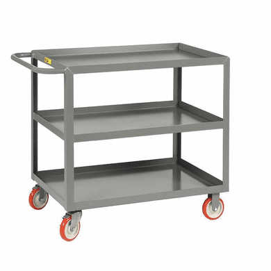Welded Service Cart With Shelf Lip |  3 Shelves  24" x 48"