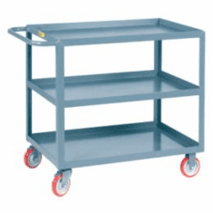 Welded Service Carts w/ Flush Top & Middle Shelves 3 Shelves  24" x 48"