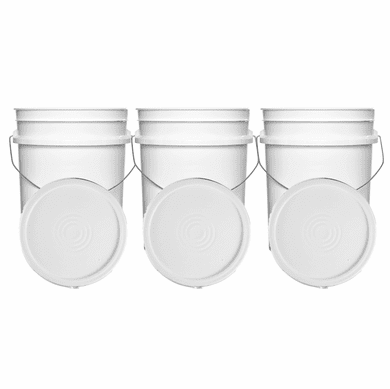 White 5 Gallon Buckets and Flat Lids  Food Grade Combo 3 Pack <Font color="red"> Special Combo Free Shipping</font>