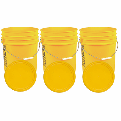 Yellow 5 Gallon Buckets and Flat Lids Food Grade Combo 3 Pack <Font color="red"> Special Combo Free Shipping</font>