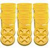 Yellow 5 Gallon Plastic  Buckets and Gamma Seal Lids  Food Grade Combo 6 Pack <Font color="red"> Special Combo Free Shipping</font>