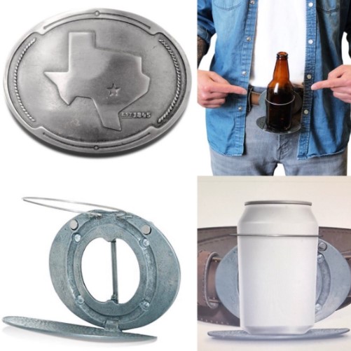 Texas State Map Beverage Beer Can Bottle Holder Belt Buckle Buckles
