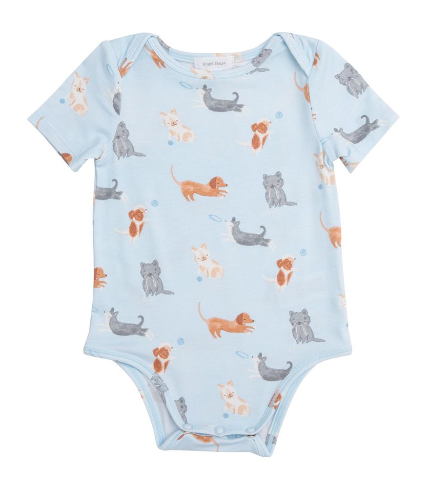 Angel Dear Baby Boys Bodysuit Onesie Blue Puppy Play