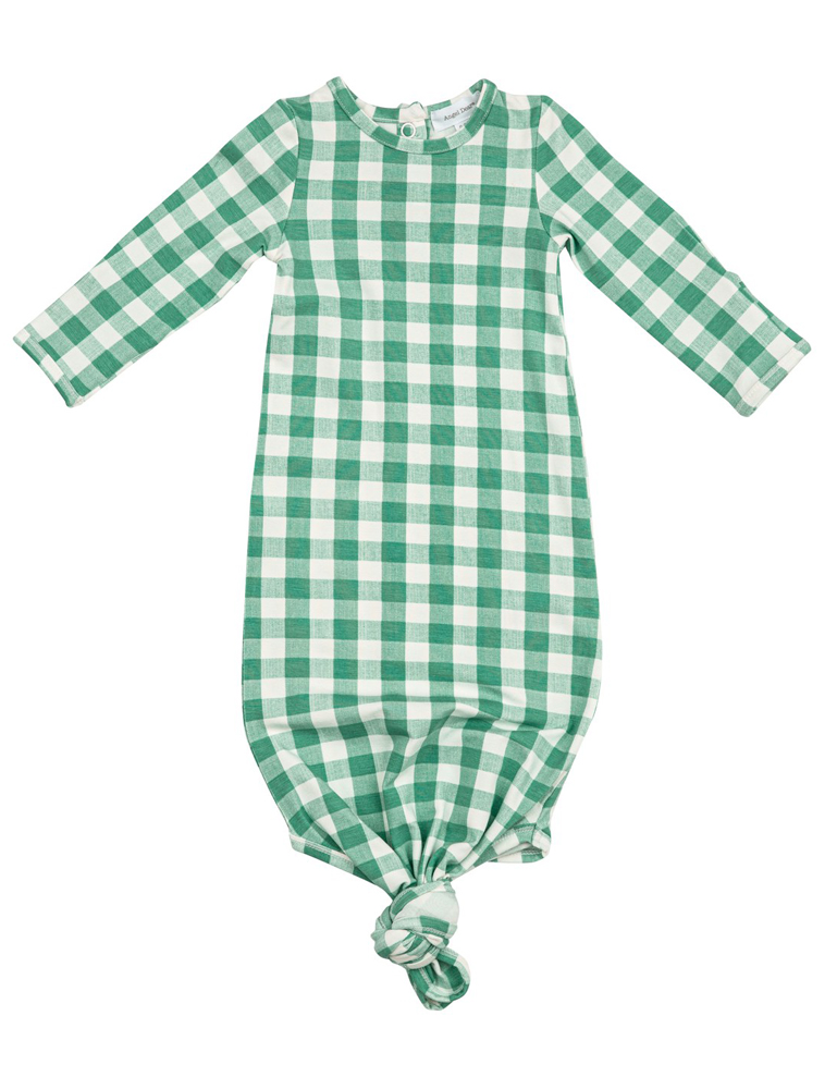 Angel Dear Baby Boys / Girls Knotted Gown Green Gingham