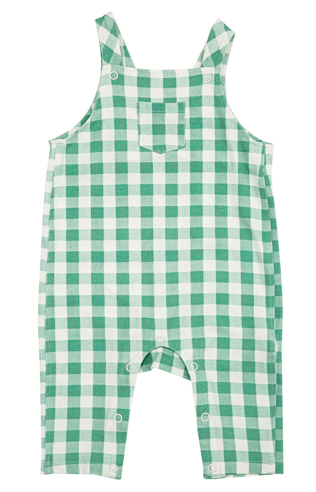 Angel Dear Baby Boys Pocket Overalls Green Gingham