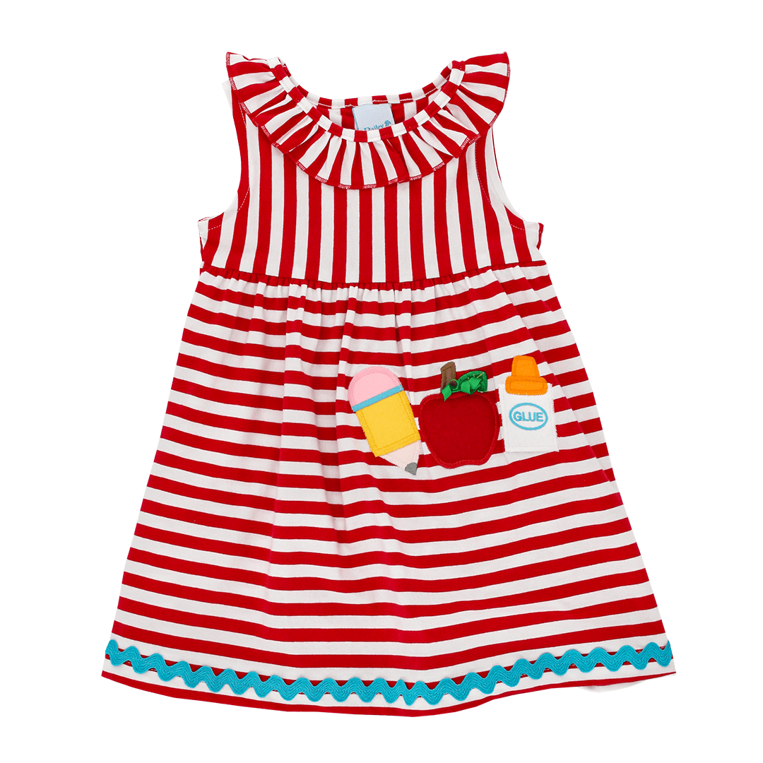 Bailey Boys Toddler Girls Red Stripe Knit Back to School Dress