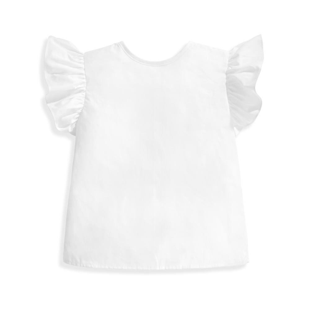 bella bliss Girls Dressy White Blouse Bow Back