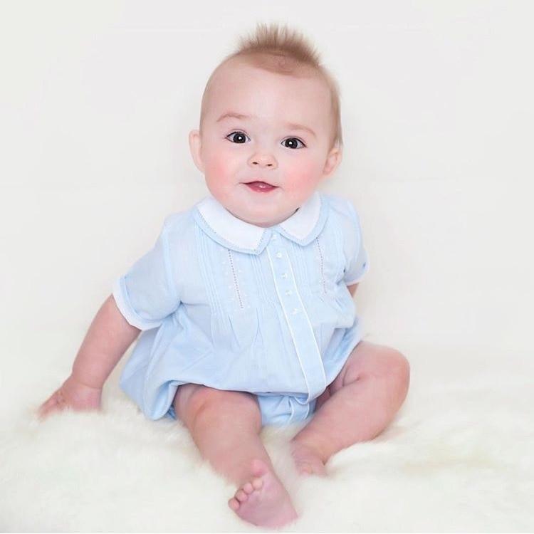 Feltman Brothers Boys Blue ButtonFront Dot Creeper Bubble