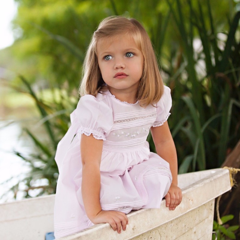 Feltman Brothers Baby / Toddler Girls Pink Floral Bullions & Lace Dress