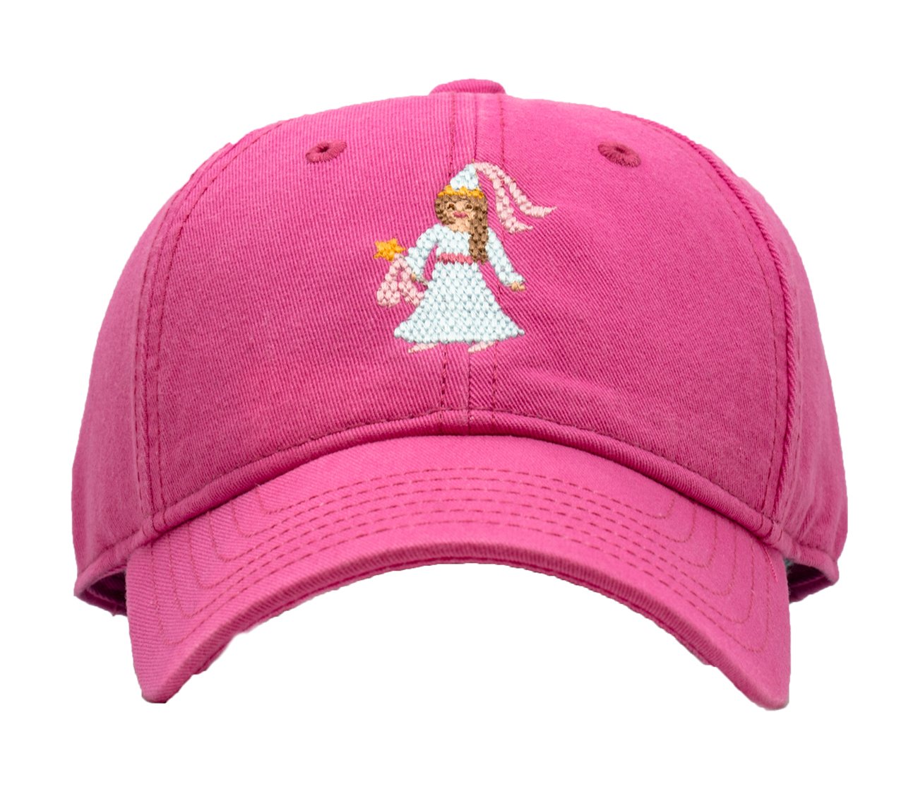 Harding Lane Kids Needlepoint Baseball Hat Princess on Bright Pink