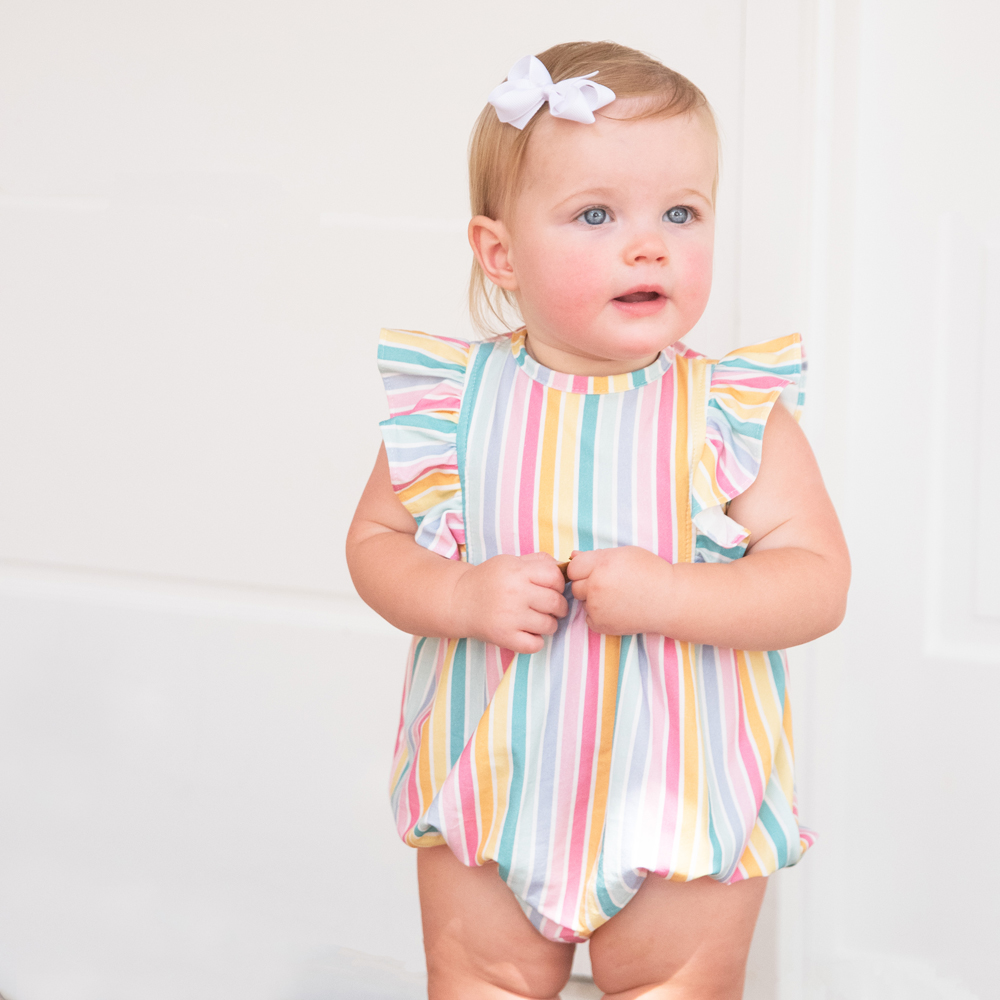 James & Lottie Baby Girls Liza Bubble Bright Candy Stripes