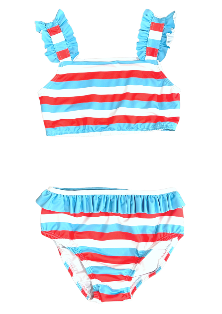 James & Lottie Girls Hallie Two Piece Bathing Suit Patriotic Stripes