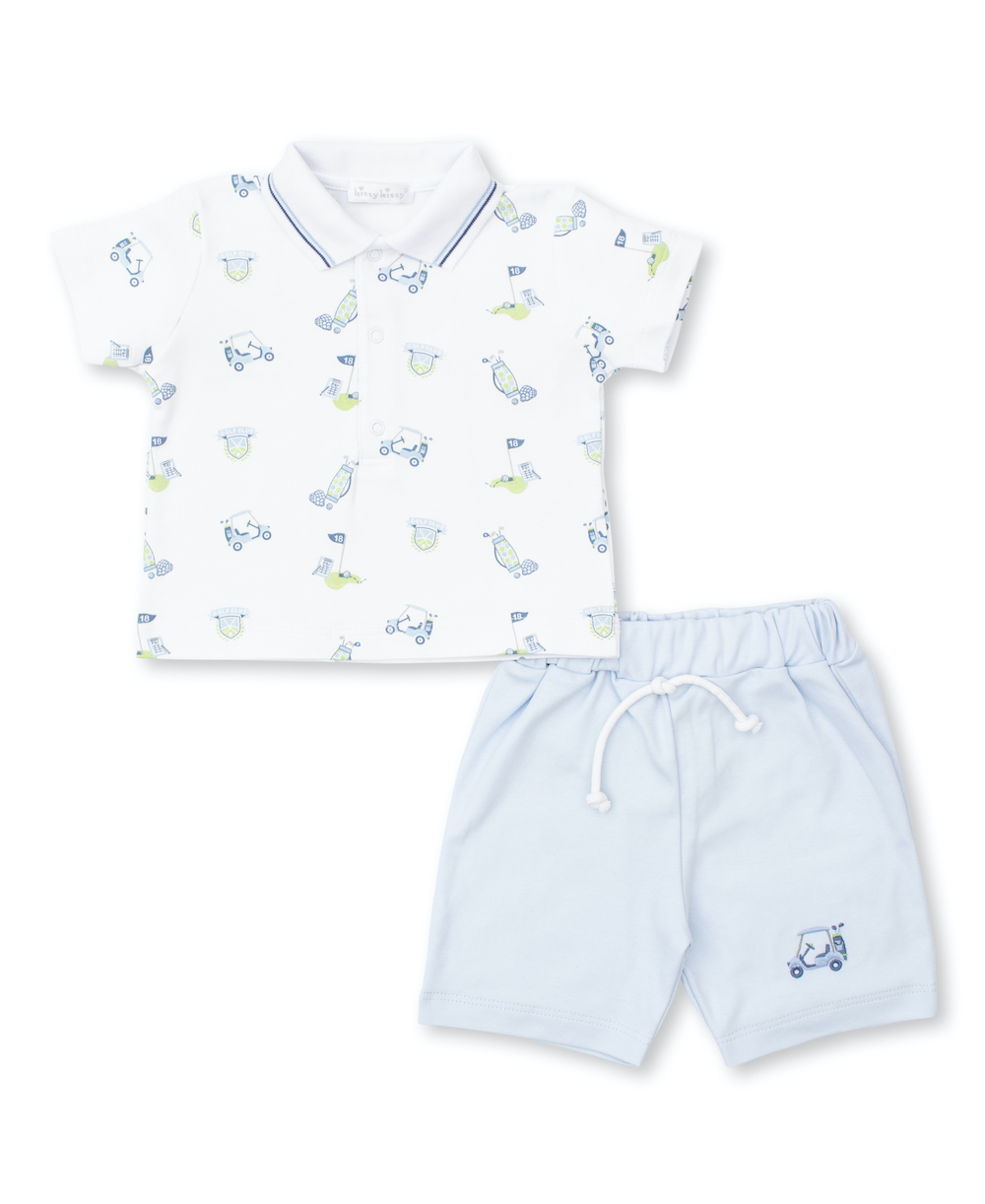 Kissy Kissy Baby Boys 18 Holes Golf Print Bermuda Shorts Set Blue