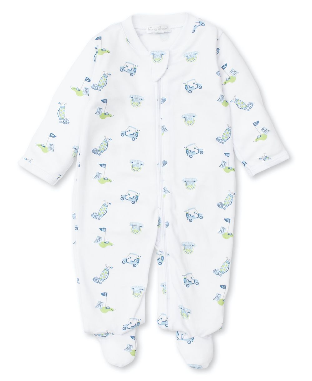 Kissy Kissy Baby Boys 18 Holes Golf Print Footie with Zipper Blue