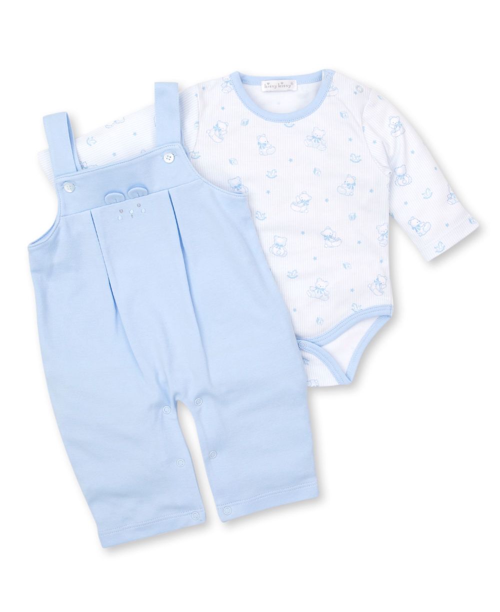 Kissy Kissy Baby Boys Blue Bearly Believable Teddy Bear Overall & Onesie