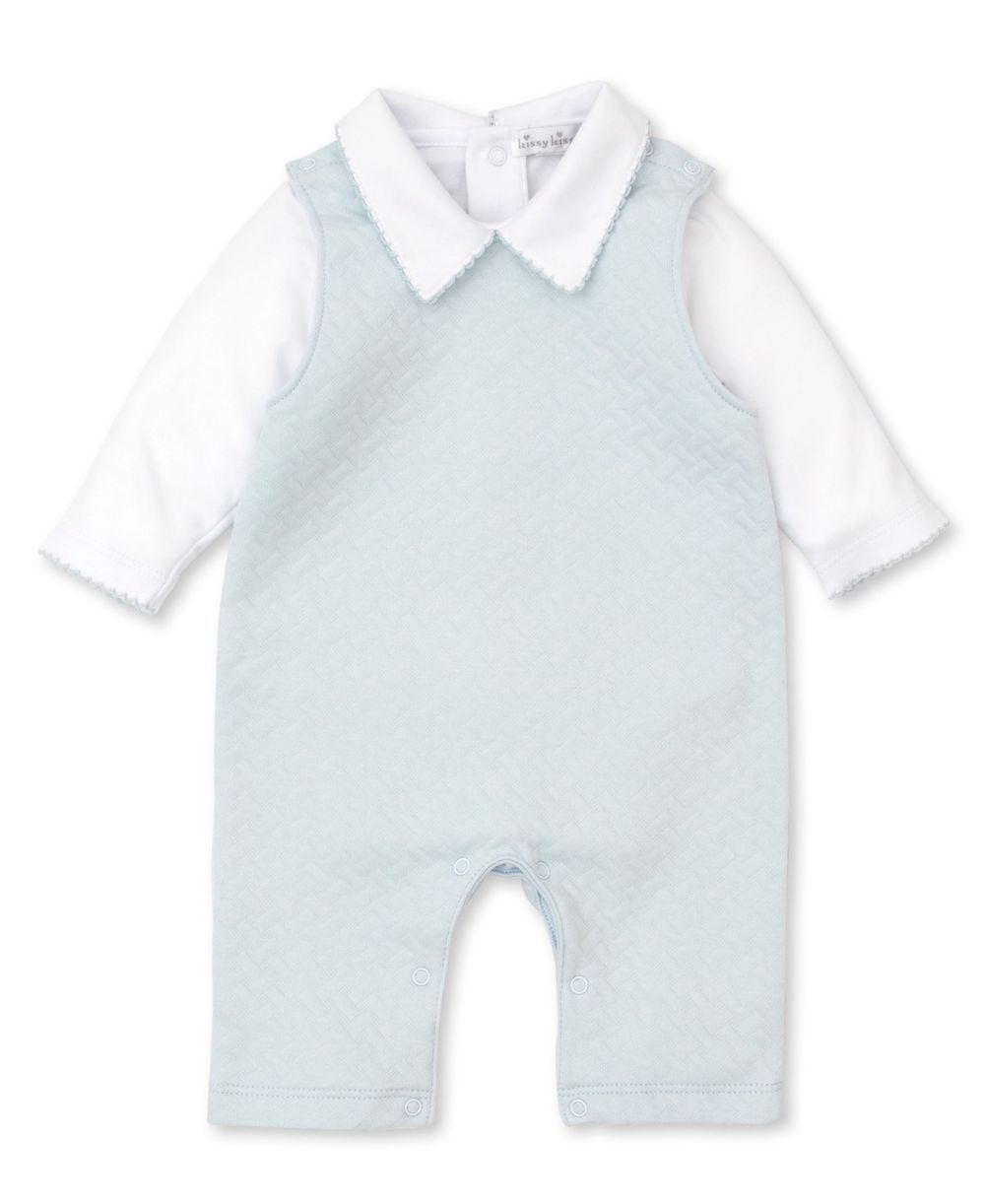 Kissy Kissy Baby Boys Classic Jacquard Overall Set with Bodysuit Blue