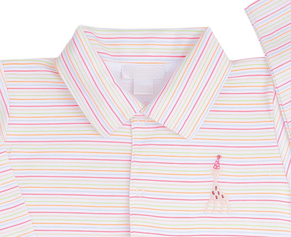 Kissy Kissy Baby Boys Party Time Stripes Sophie Giraffe Romper with Collar