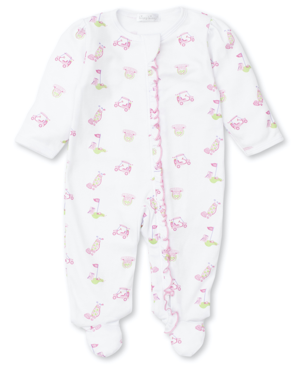 Kissy Kissy Baby Girls 18 Holes Golf Print Footie with Zipper Pink