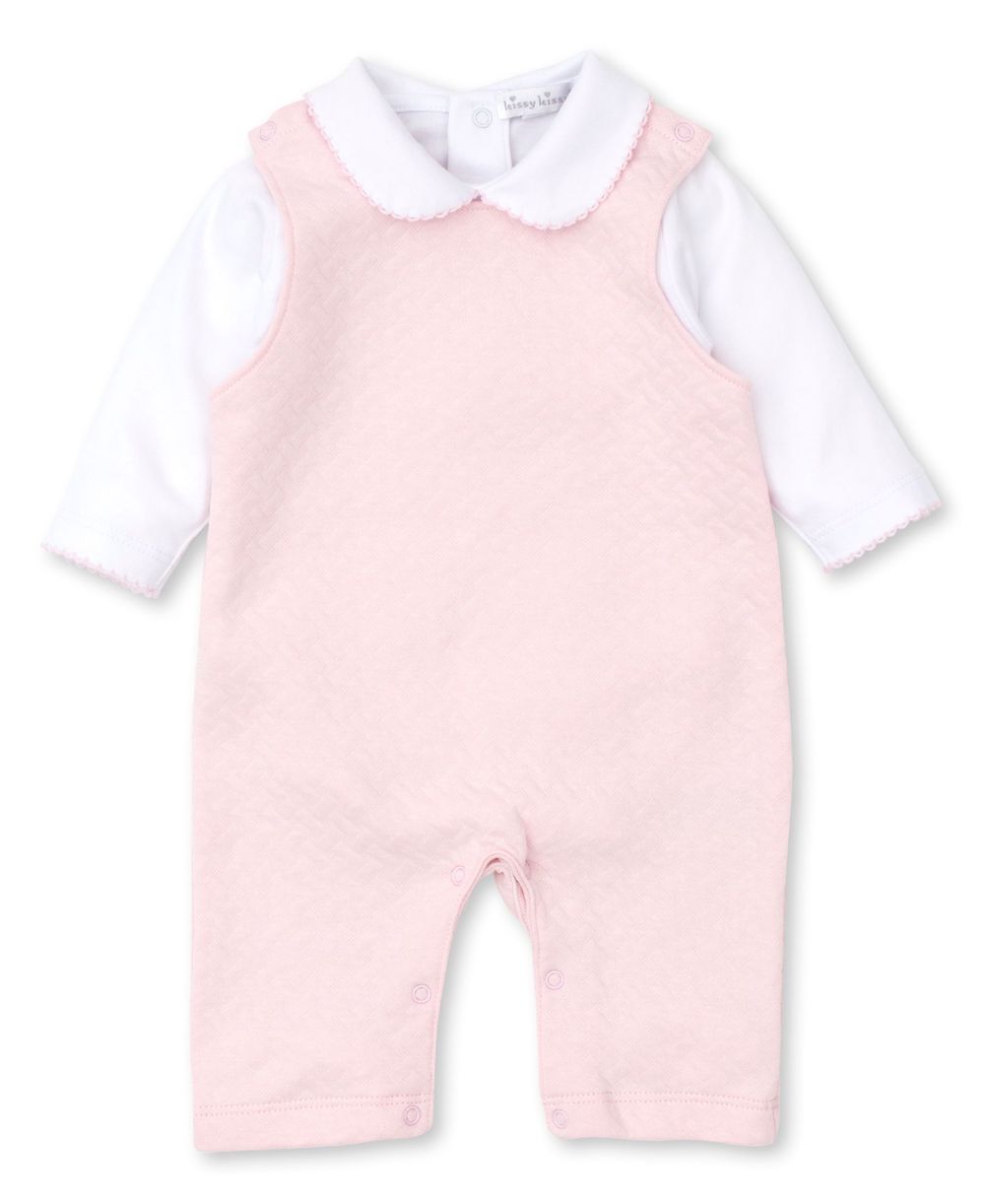 Kissy Kissy Baby Girls Classic Jacquard Romper with Bodysuit Pink