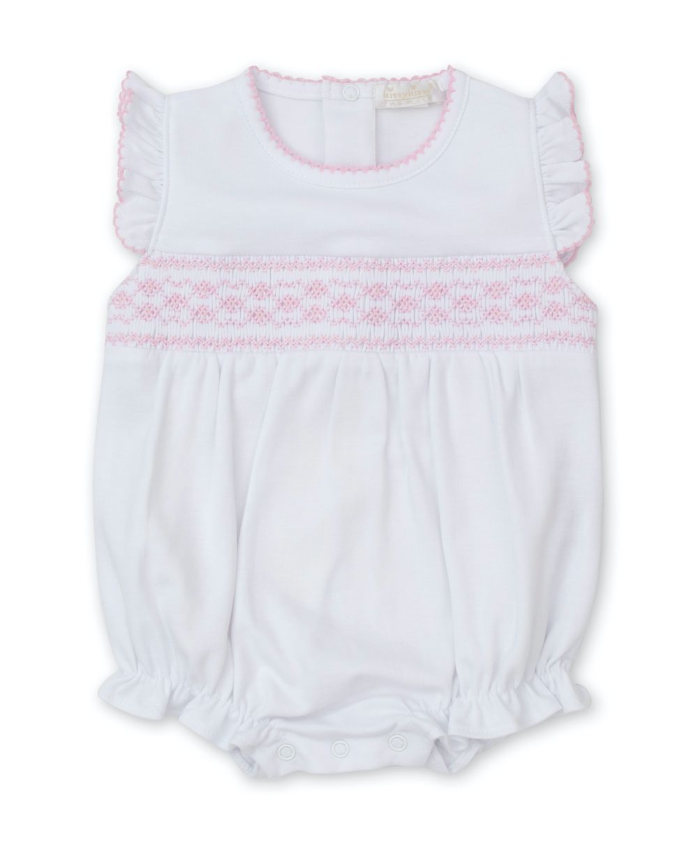 Kissy Kissy Baby Girls Classic White Bubble Smocked in Light Pink
