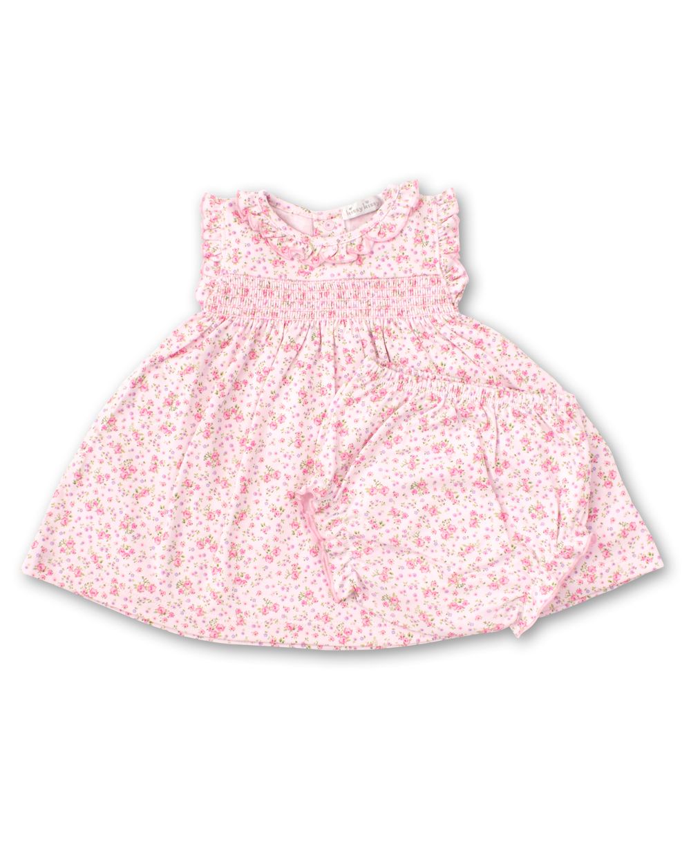 Kissy Kissy Baby Girls Dusty Rose Pink Floral Smocked Dress with Bloomers