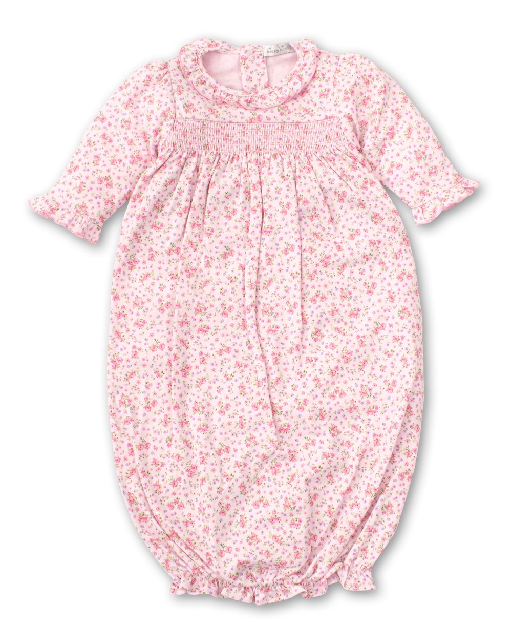 Kissy Kissy Baby Girls Dusty Rose Pink Floral Smocked Sack Gown