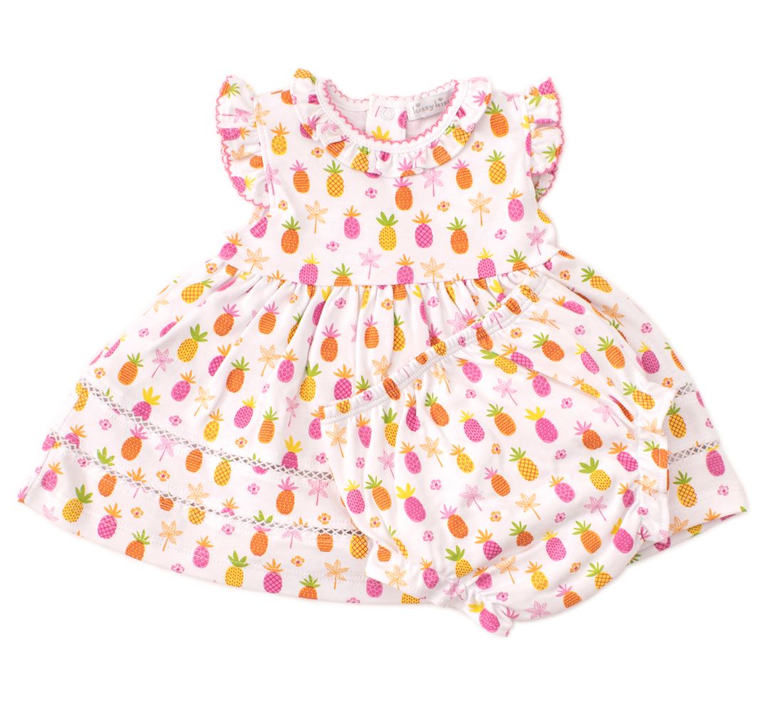 Kissy Kissy Baby Girls Hot Pink Prismatic Pineapples Dress with Bloomers