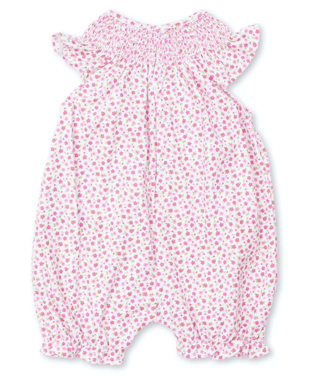 Kissy Kissy Baby Girls Pink Floral Smocked Playsuit Bubble