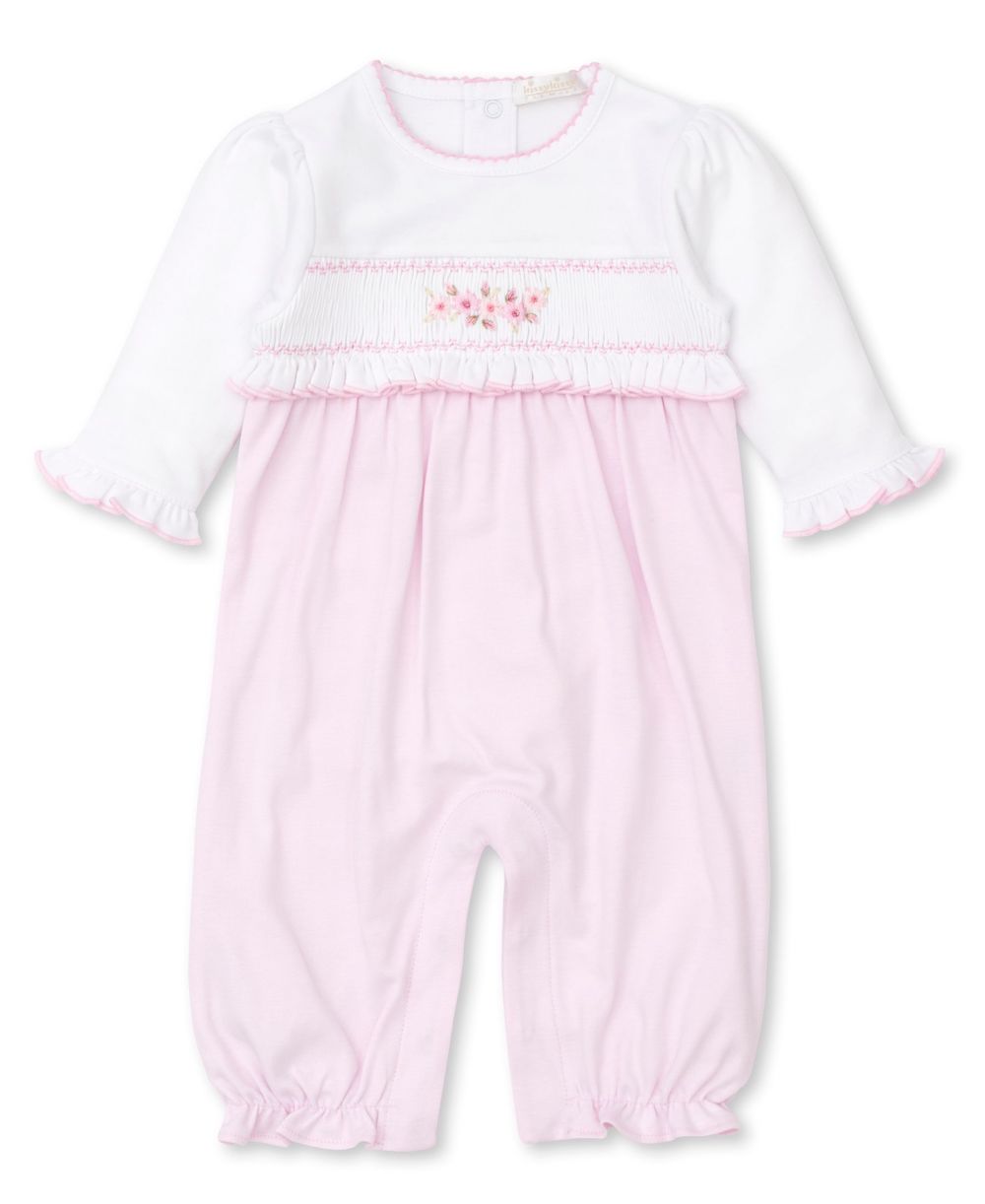 Kissy Kissy Baby Girls Pink / White Playsuit Romper Smocked Flowers