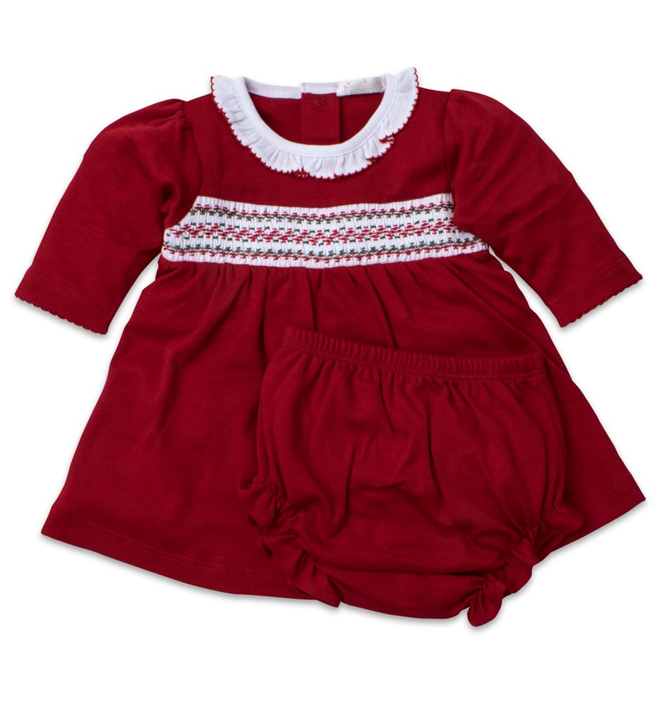 Kissy Kissy Baby Girls Red Smocked Holiday Dress Set
