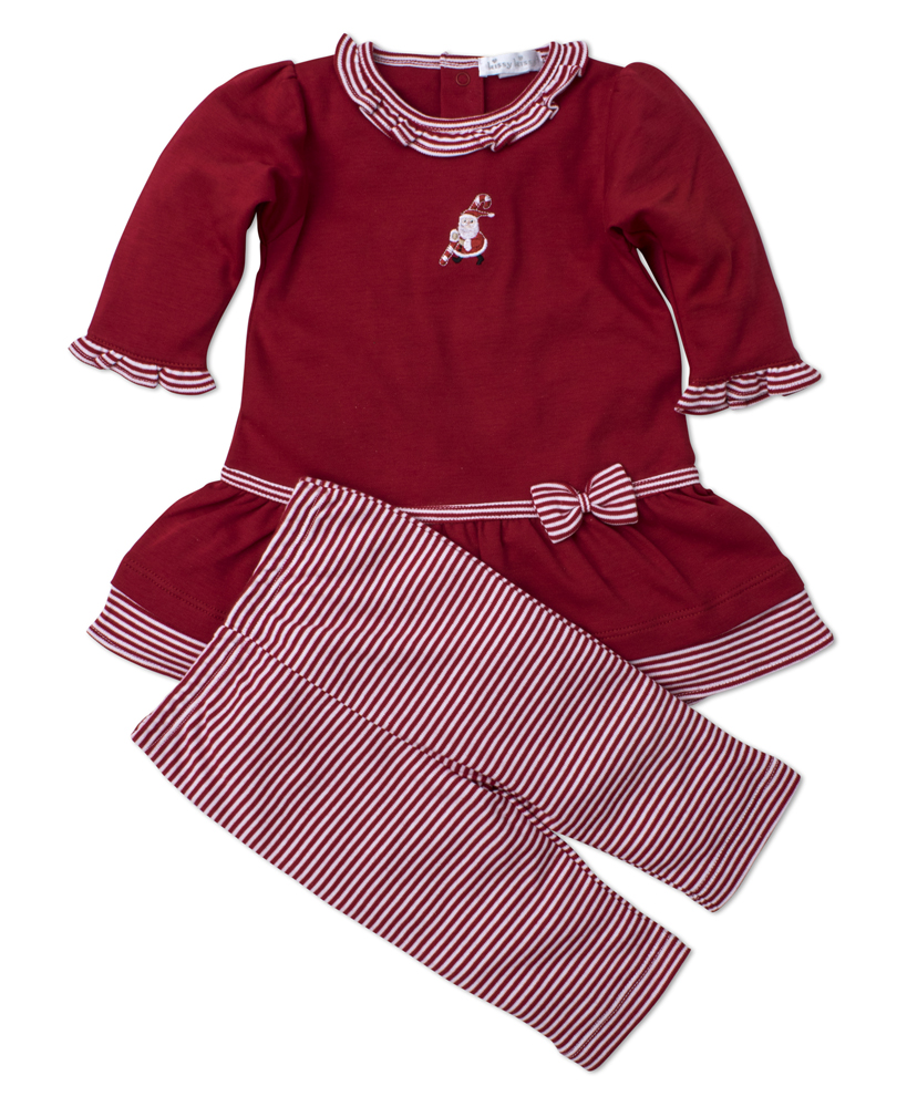 Kissy Kissy Baby Girls Red Striped Kris Kringle Santa Dress Set