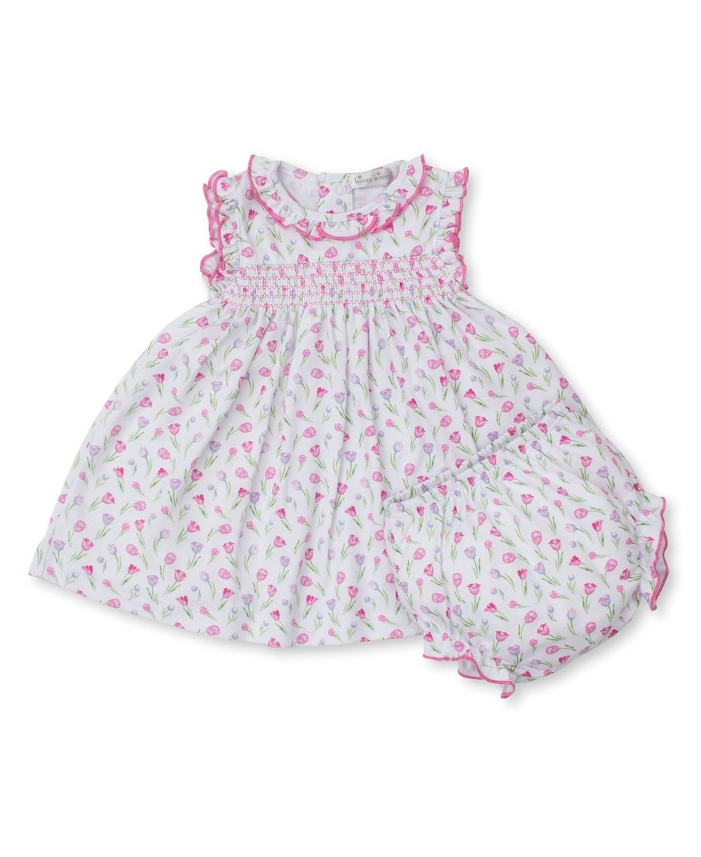 Kissy Kissy Baby Girls Smocked Dress Set Pink Tulip Festival