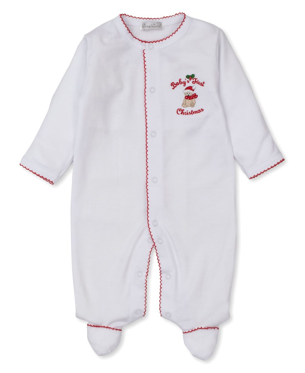 Kissy Kissy Baby White Footie Baby's First Christmas