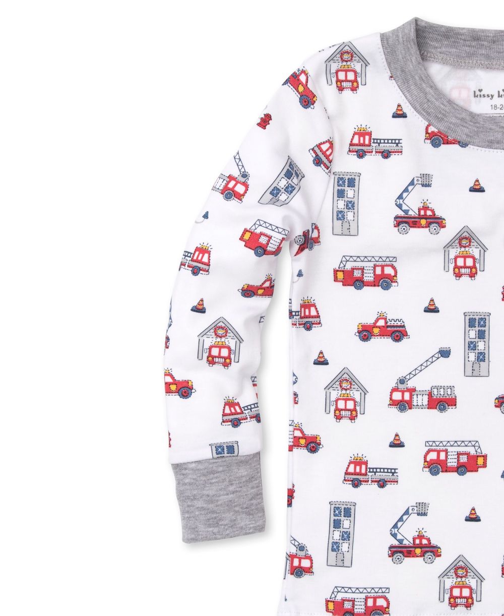 Kissy Kissy Boys Red Rapid Rescue Firetrucks Long Pajamas