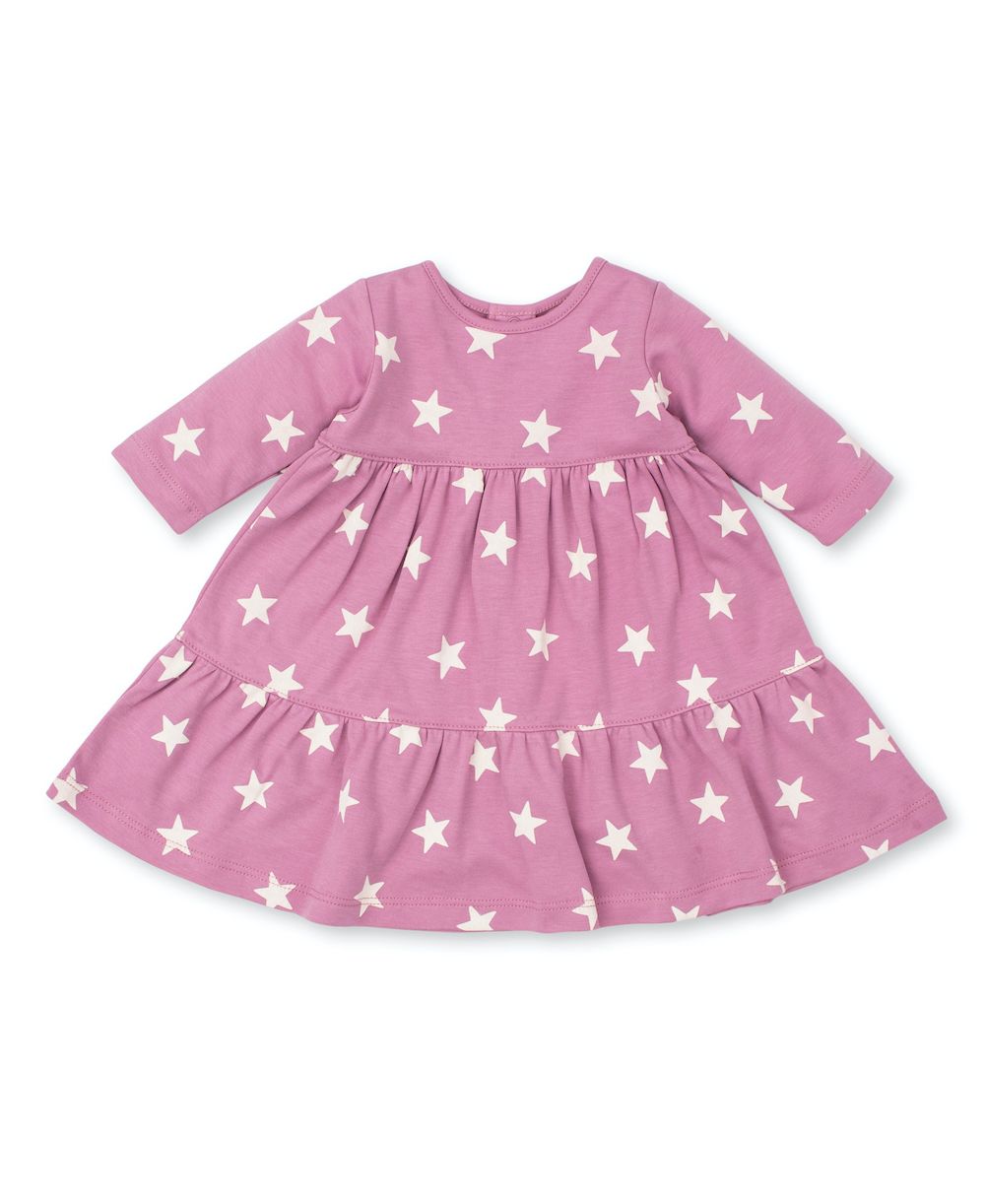 Kissy Kissy Love Baby Girls Dusty Rose Pink Dress White Stars