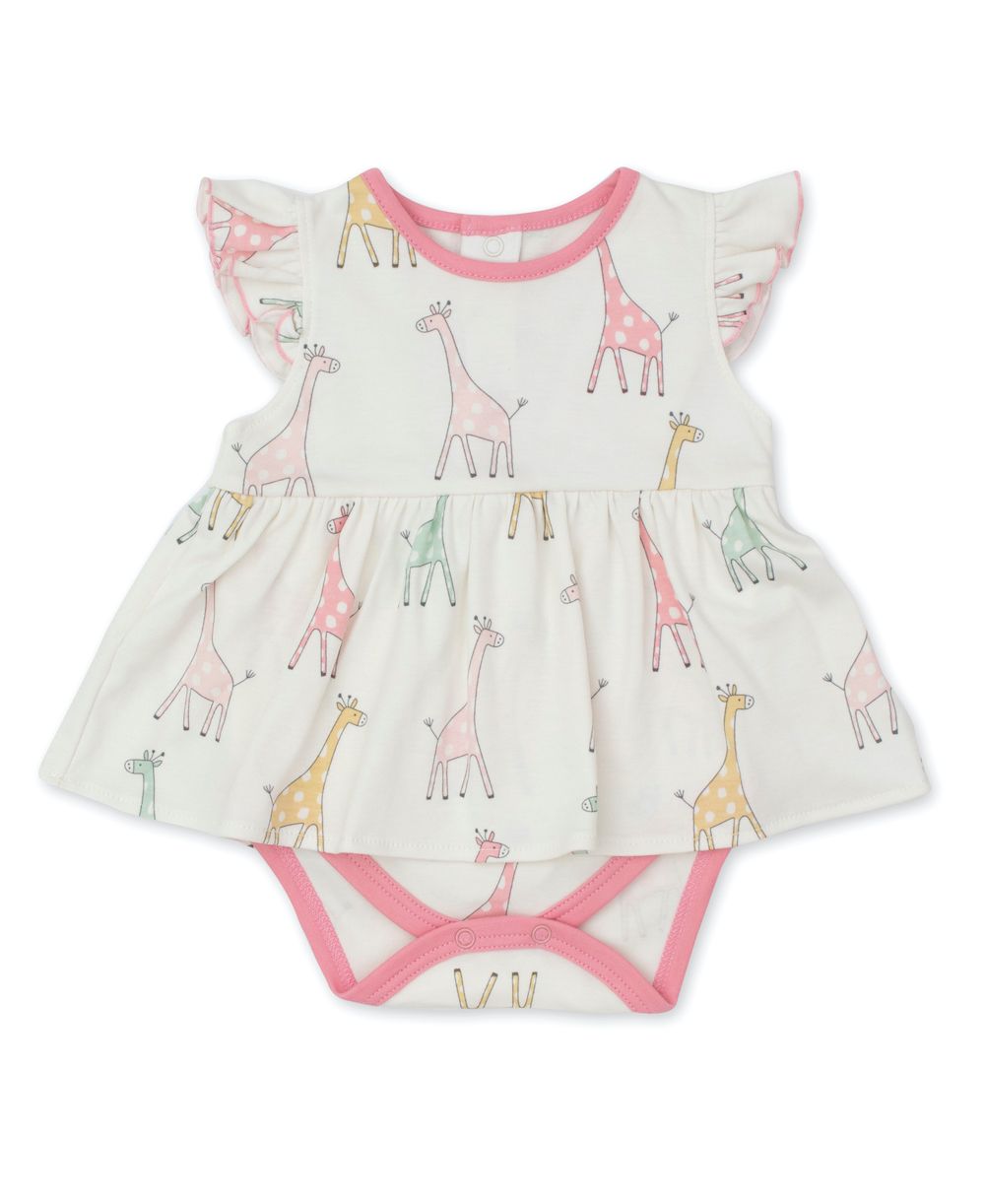 Kissy Kissy Love Baby Girls Pink Giraffe Friends Bodysuit Dress