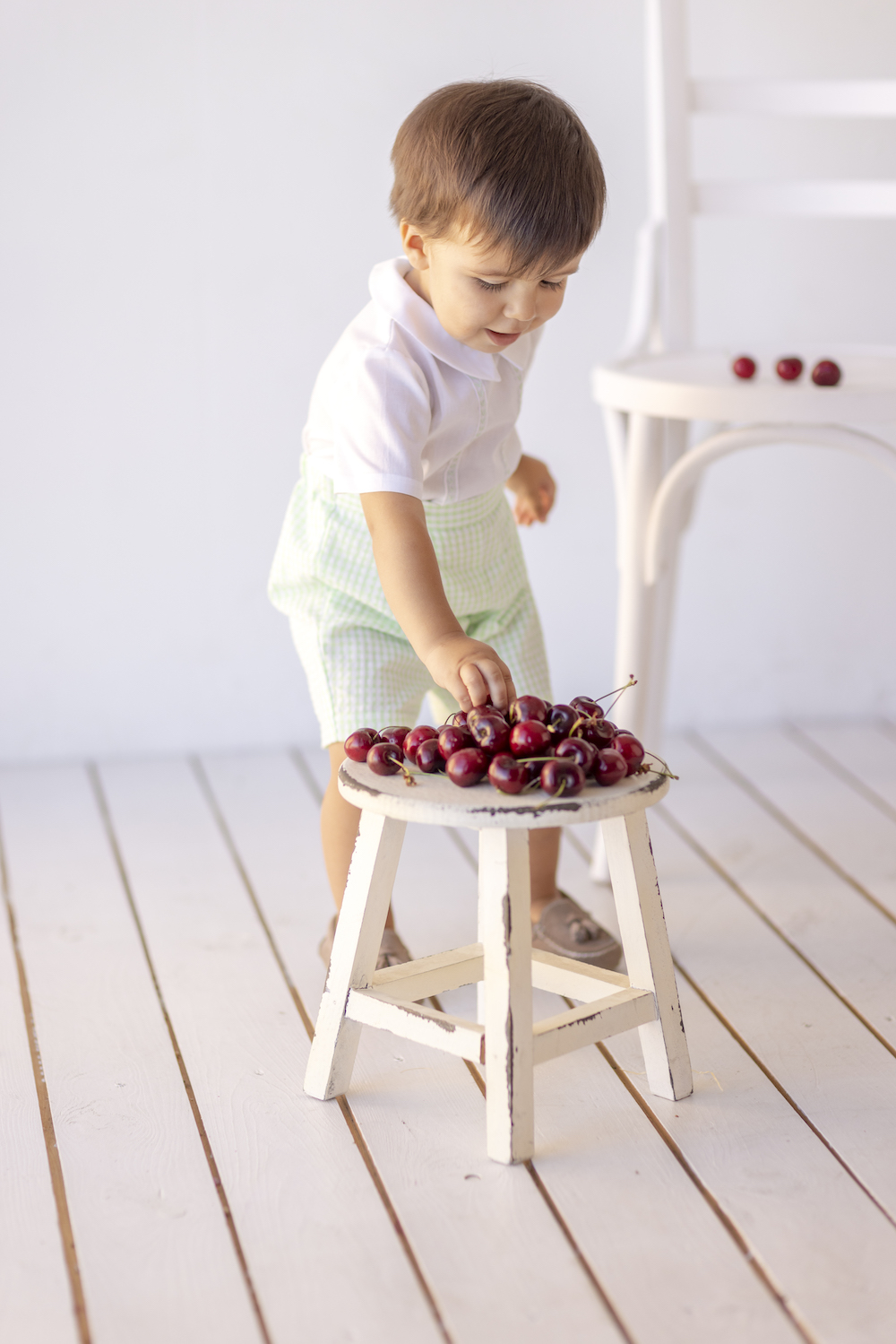 Luli & Me Baby / Toddler Boys Button On Set Gingham Green