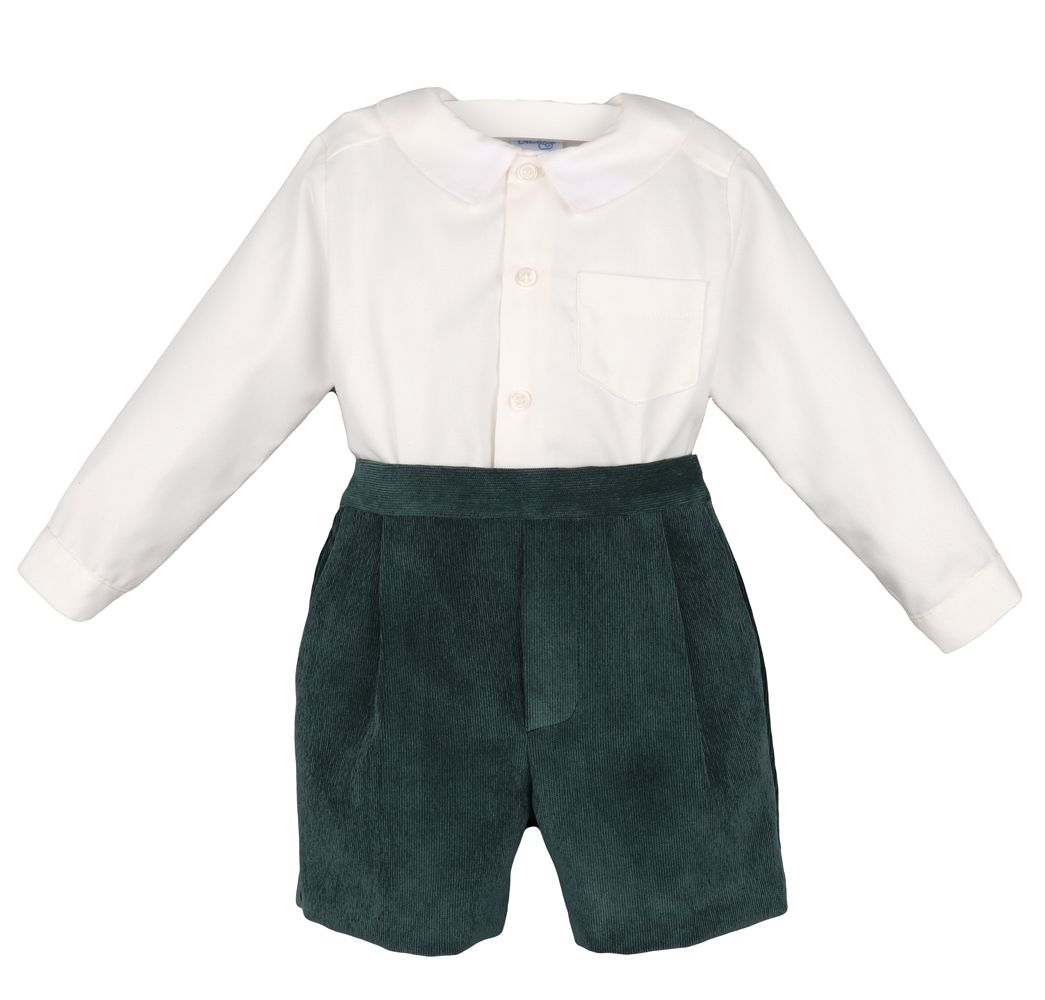 Luli & Me Baby / Toddler Boys Rich Green Corduroy Short Set