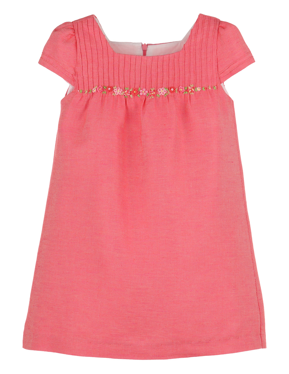 Luli & Me Girls Embroidery Bouquet Dress Coral