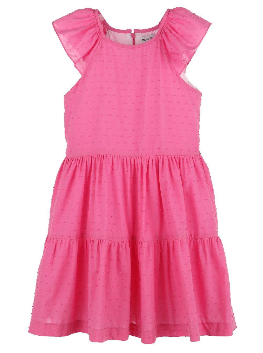 Luli & Me Girls Fuchsia Pink Dotted Swiss Tiered Dress