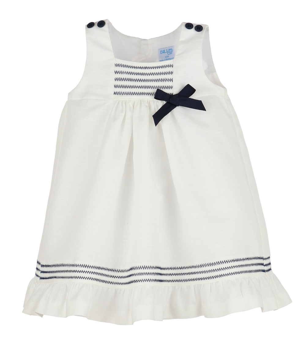 Luli & Me Girls Sleeveless Nautical Dress Navy Blue Details