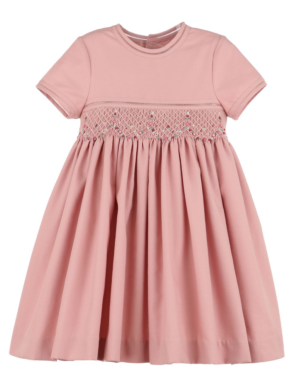 Luli & Me Girls Smocked Petal Classic Dress Rose Pink