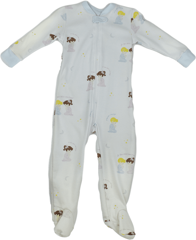 Lullaby Set Baby Boys Footie For This Child I Have Prayed Blue