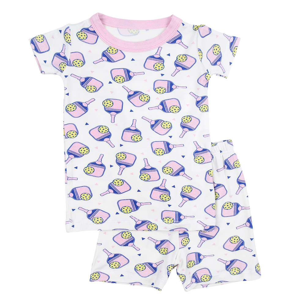 Magnolia Baby Girls Short Pajamas Pickleball Print Pink