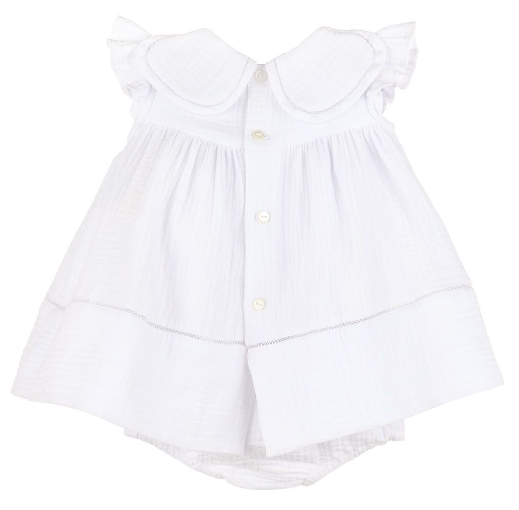 Sophie & Lucas Girls Cuddle Cotton Petal Dress White