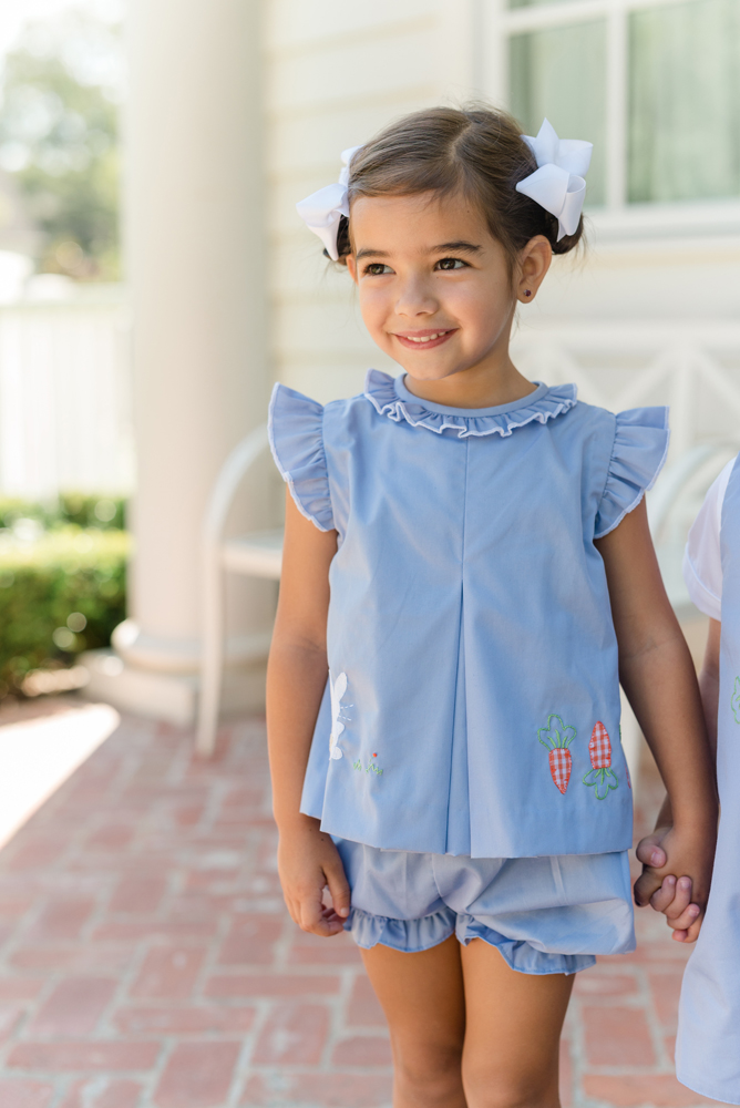Proper Peony Girls Bloomers Set Blue Easter Bunny Hop