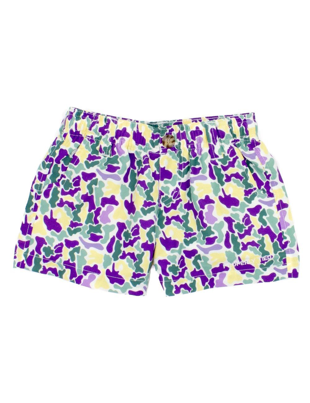 Properly Tied Boys Mallard Shorts Mardi Gras Camo