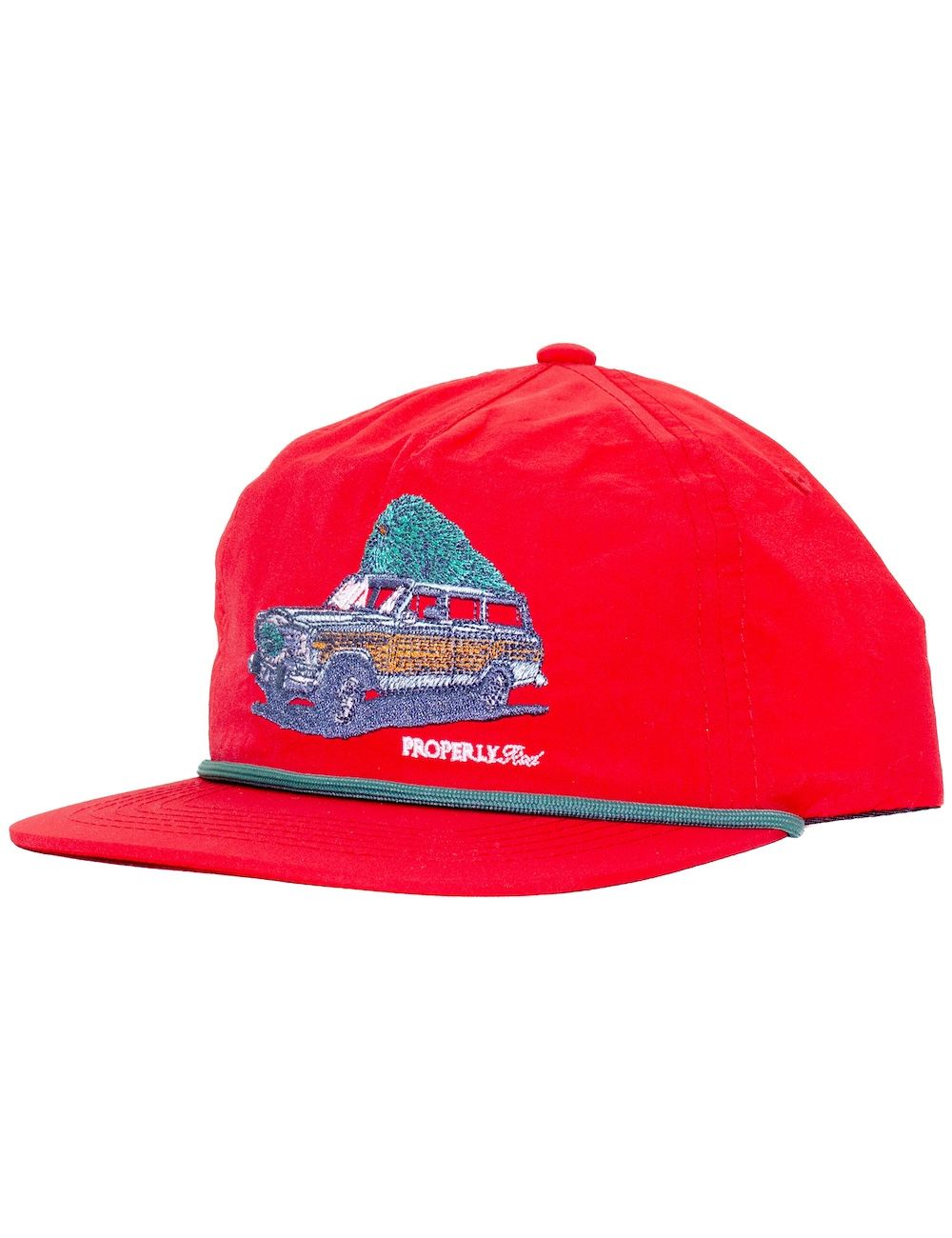 Properly Tied Youth Rope Hat Red Holiday Run Christmas Tree on Car