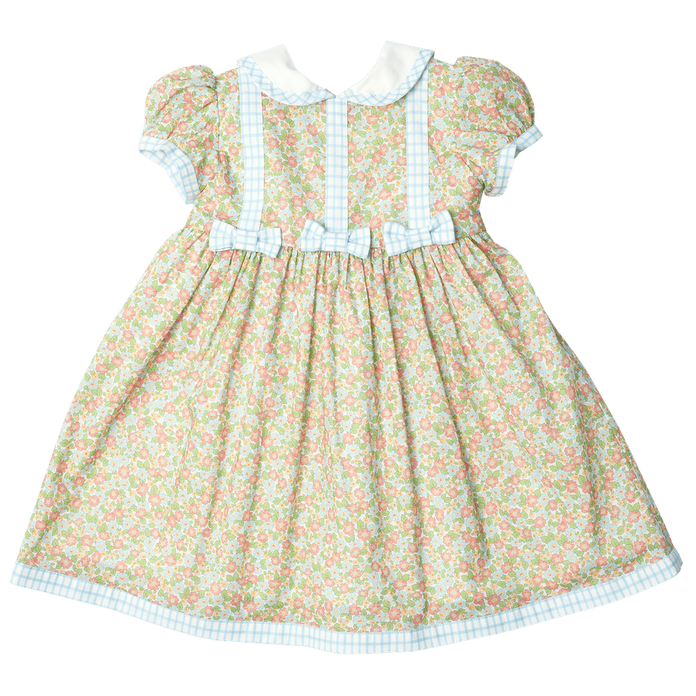 Sal & Pimenta Girls Dress Liberty Floral Garden with Blue Bows