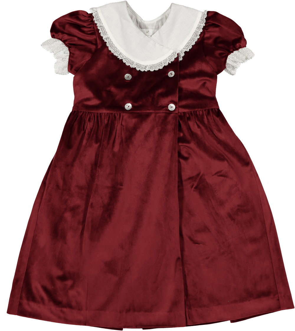 Sal & Pimenta Girls Holiday Dress Velvet Burgundy